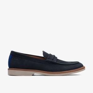 Clarks Atticus Slip Navy Suede Navy | VQKZS9752