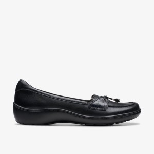 Clarks Cora Haley Black Leather Black | RCZQP7169