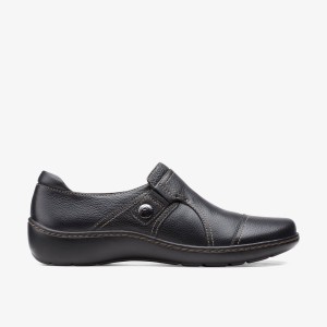 Clarks Cora Poppy Black Tumbled Black | QNIFE7012