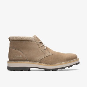 Clarks Corston DB Waterproof Sand Warmlined Brown | YFUJH5436