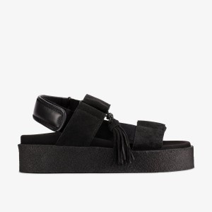 Clarks Crepe Sandal Black Black | WLKUA0857