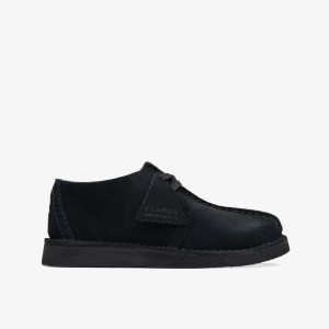 Clarks Desert Trek Older Black Suede Black | AORSG0278