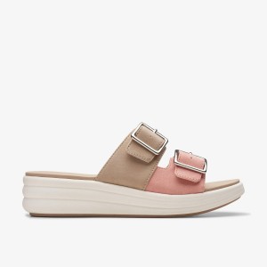 Clarks Drift Buckle Peach Combination Coral | QBVKD2058