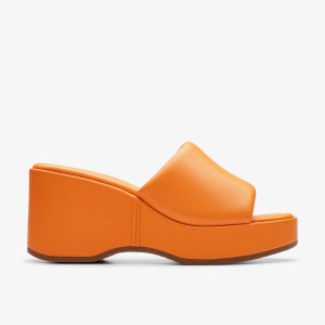 Clarks Manon Glide Orange Leather Orange | EVYLA7542