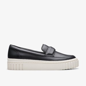 Clarks Mayhill Cove Black Leather Black | FIYEH1978