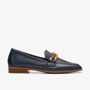 Clarks Sarafyna Iris Navy Leather Navy | JKWLS3985