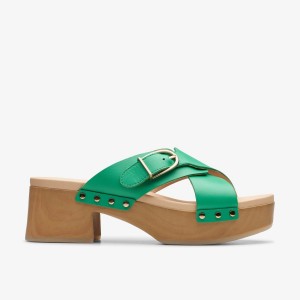 Clarks Sivanne Walk Green Leather Green | ERYDB8120