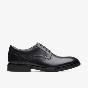 Clarks Un Hugh Lace Black Leather Black | VCPYX7583