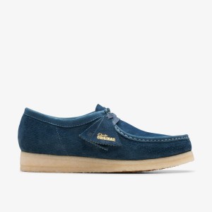 Clarks Wallabee Navy/Teal Suede Navy / Turquoise | KUNHP0643