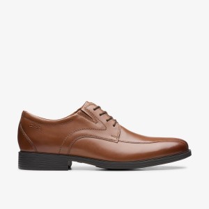 Clarks Whiddon Pace Dark Tan Leather Dark Brown | TIJYF0496