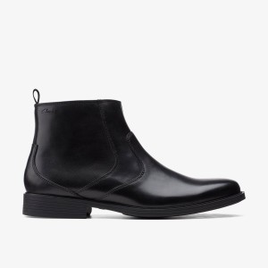 Clarks Whiddon Zip Black Leather Black | DSIGC7356