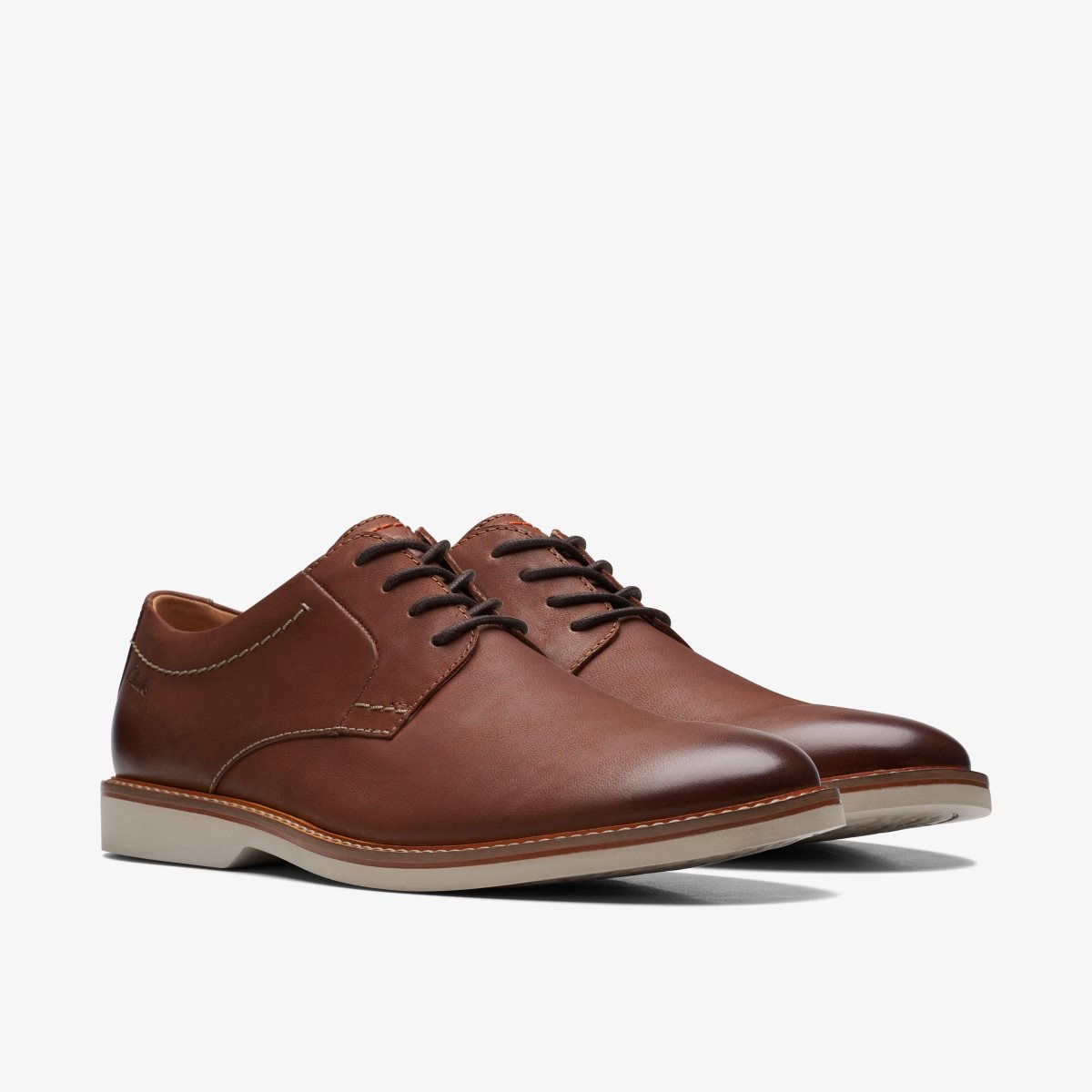 Clarks Atticus LT Lace Dark Tan Leather Dark Brown | OTLWF8249