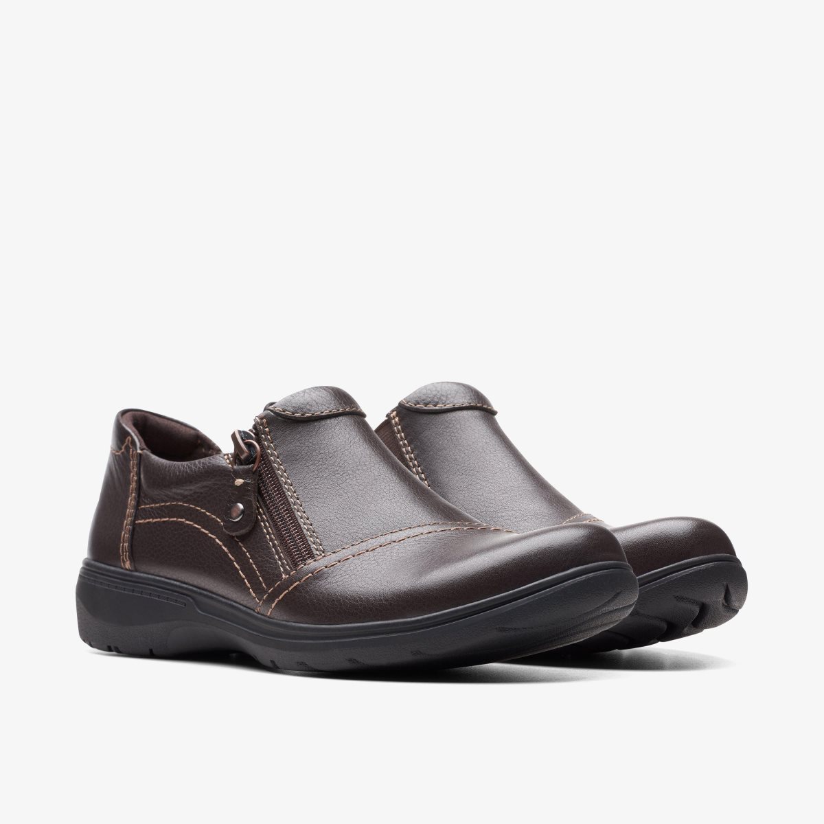 Clarks Carleigh Ray Dark Brown Leather Dark Brown | TOQYM4980