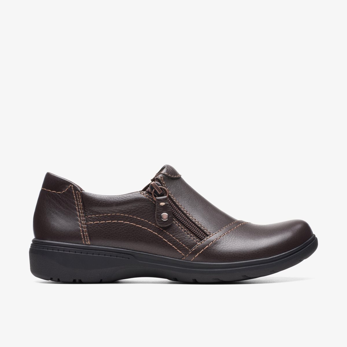 Clarks Carleigh Ray Dark Brown Leather Dark Brown | TOQYM4980