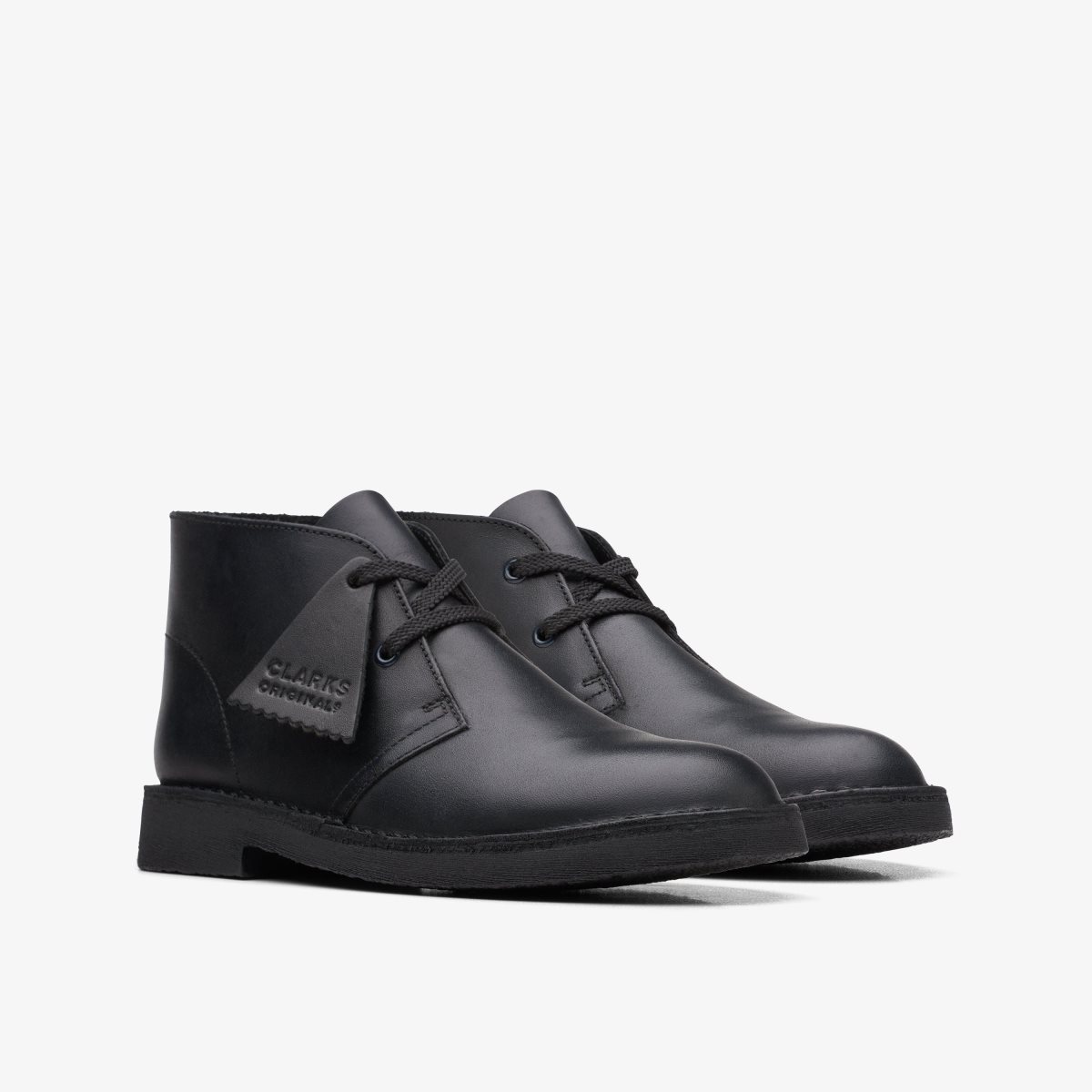 Clarks Desert Boot Older Black Leather Black | YROWJ2103