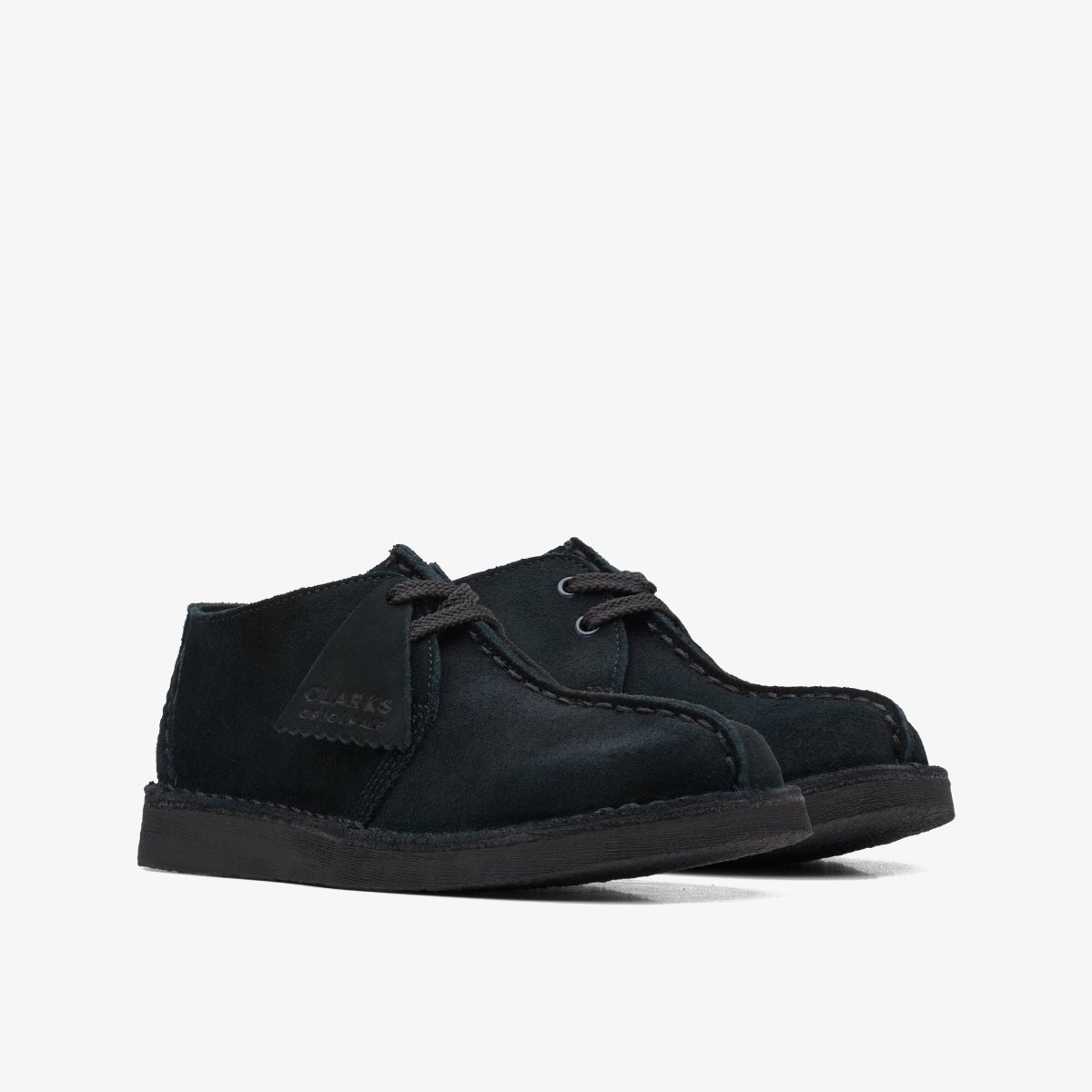 Clarks Desert Trek Older Black Suede Black | AORSG0278