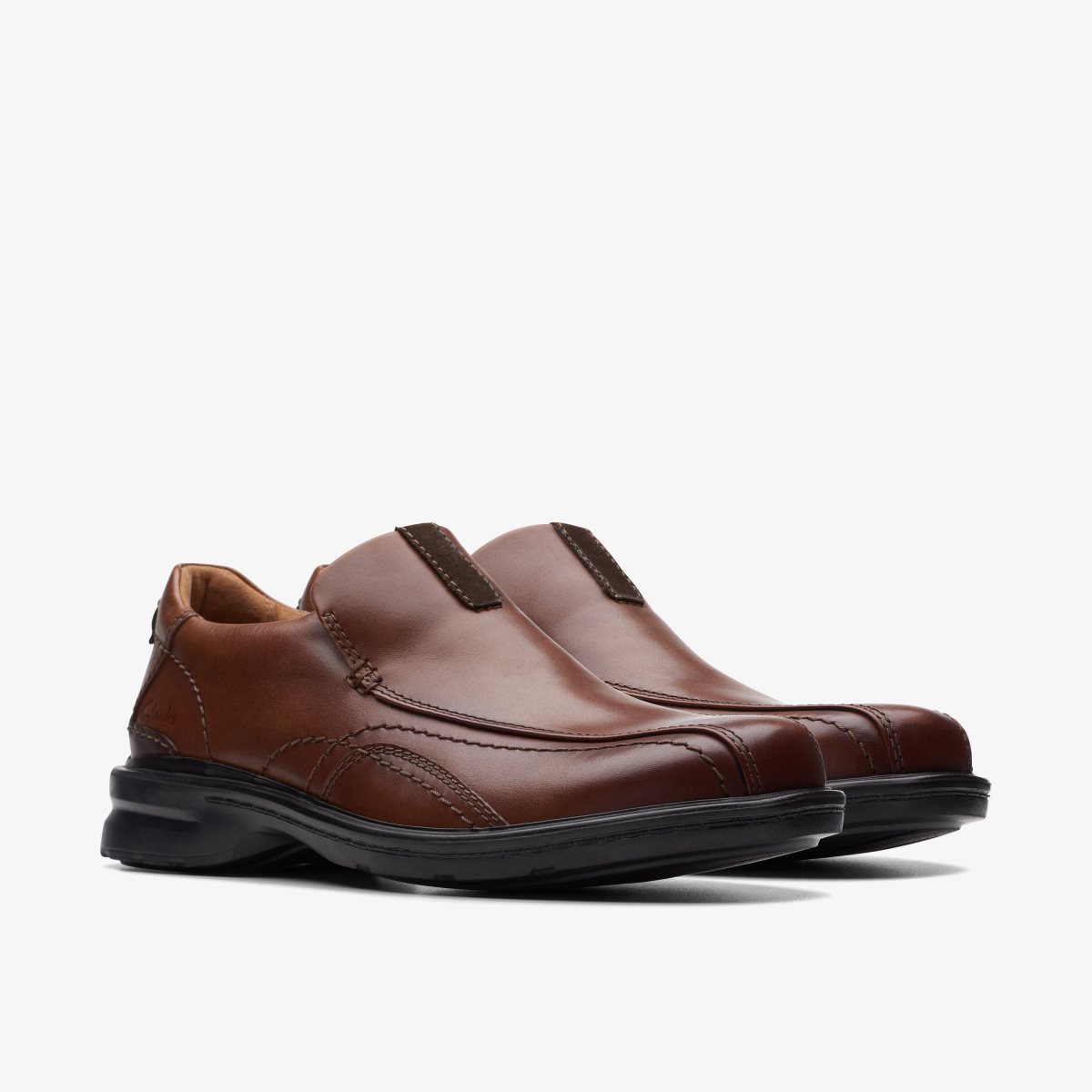 Clarks Gessler Step Dark Tan Leather Dark Brown | GJUBO1205