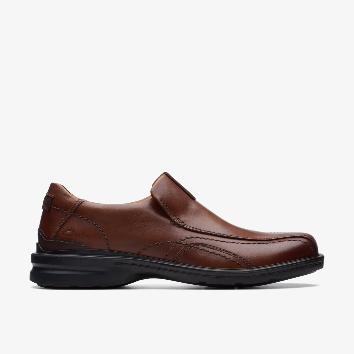 Clarks Gessler Step Dark Tan Leather Dark Brown | GJUBO1205