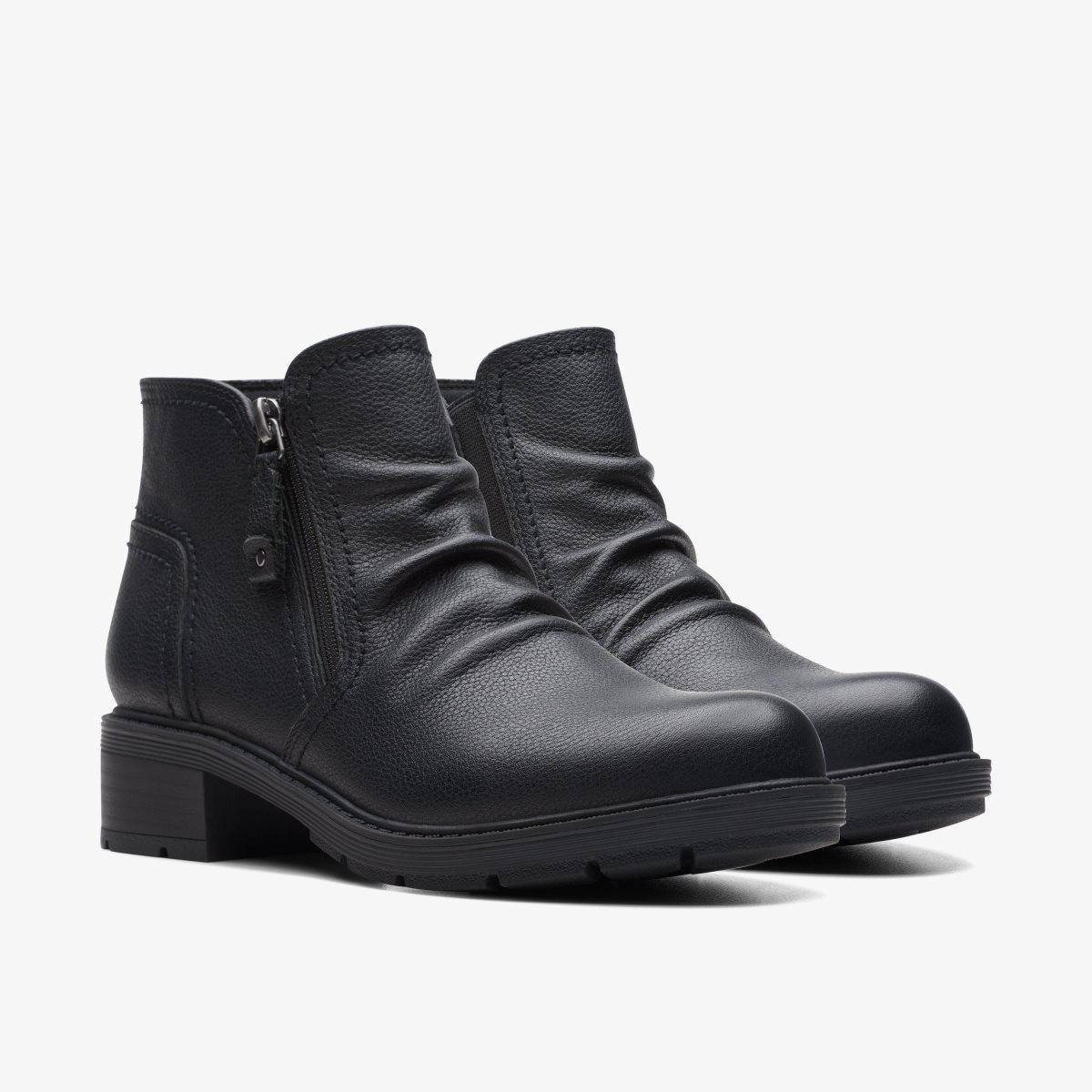 Clarks Hearth Dove Black Leather Black | VRFLH4361