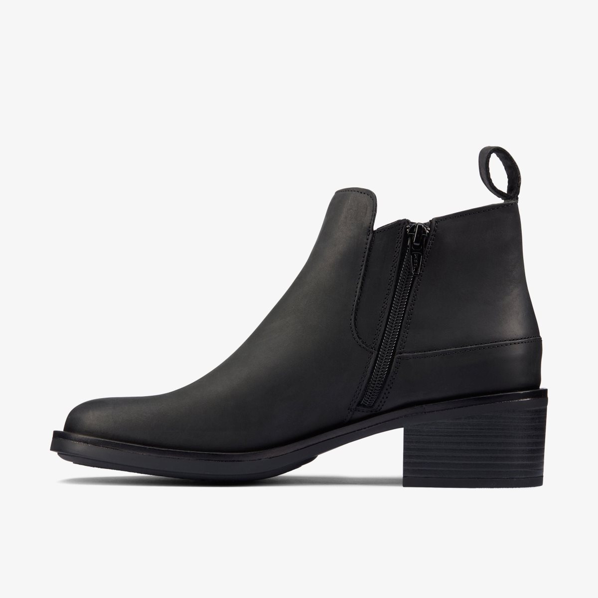 Clarks Memi Zip Black Leather Black | DZRGL9537