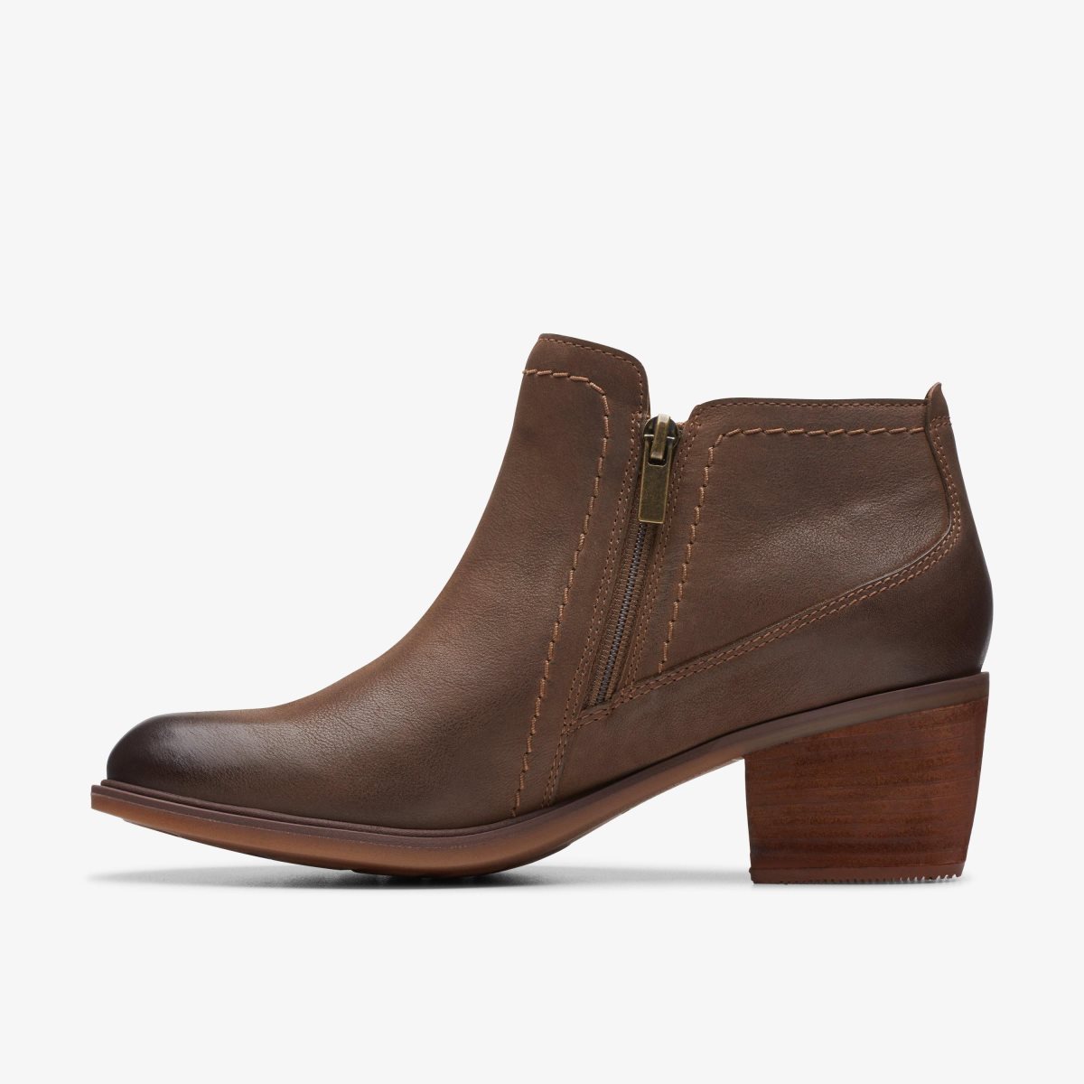 Clarks Neva Lo Dark Tan Leather Dark Brown | IEMNH6273