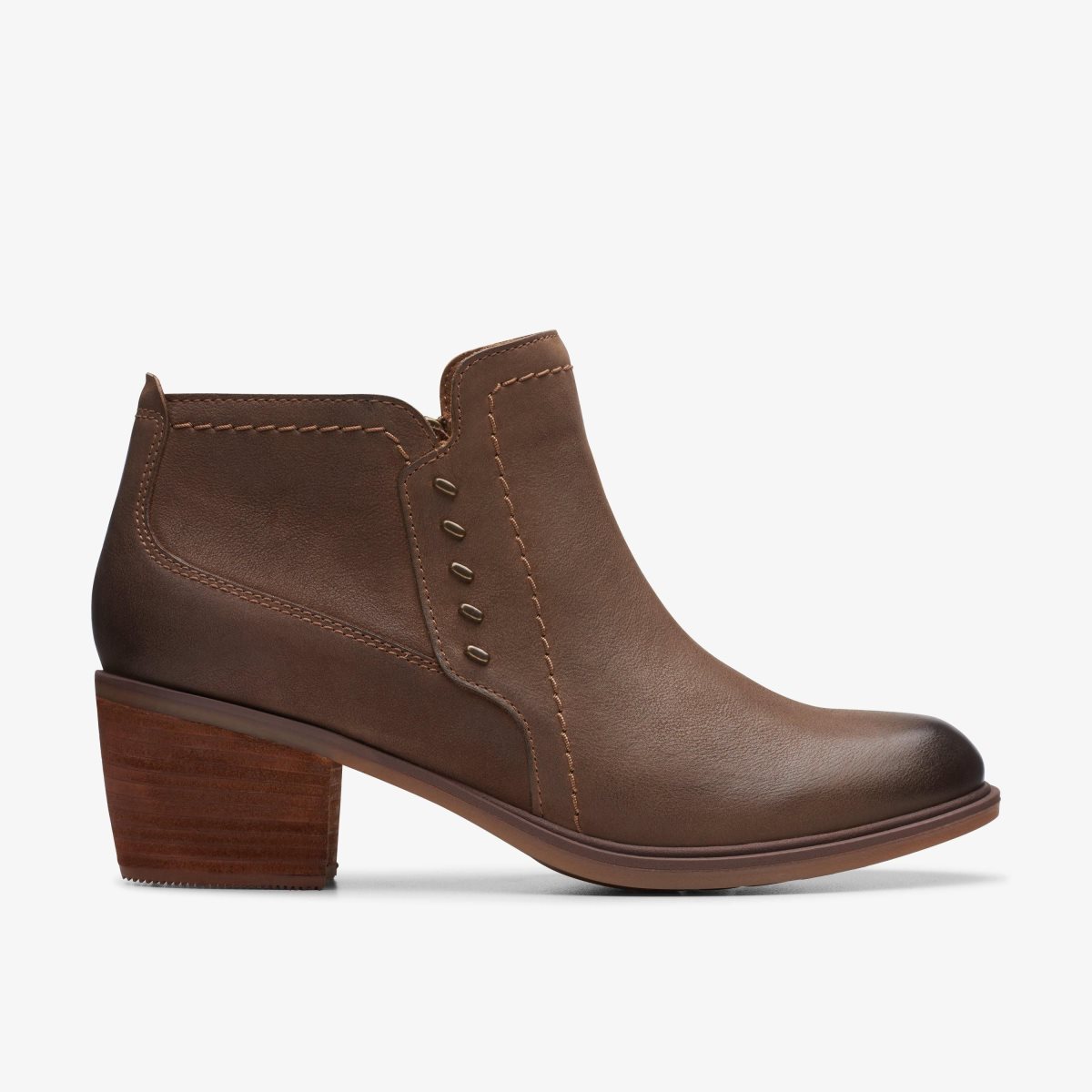 Clarks Neva Lo Dark Tan Leather Dark Brown | IEMNH6273