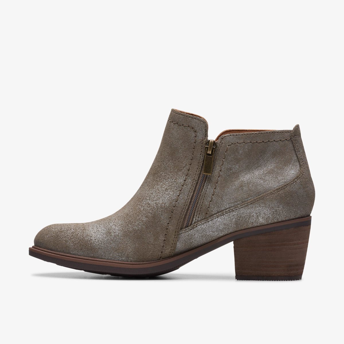 Clarks Neva Lo Taupe Metallic Grey Brown Metal | RVSXY2487