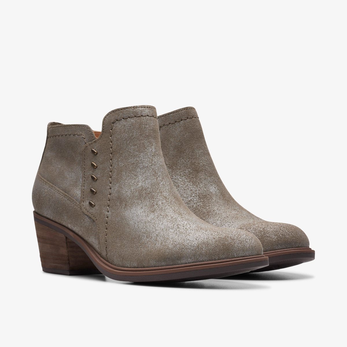 Clarks Neva Lo Taupe Metallic Grey Brown Metal | RVSXY2487