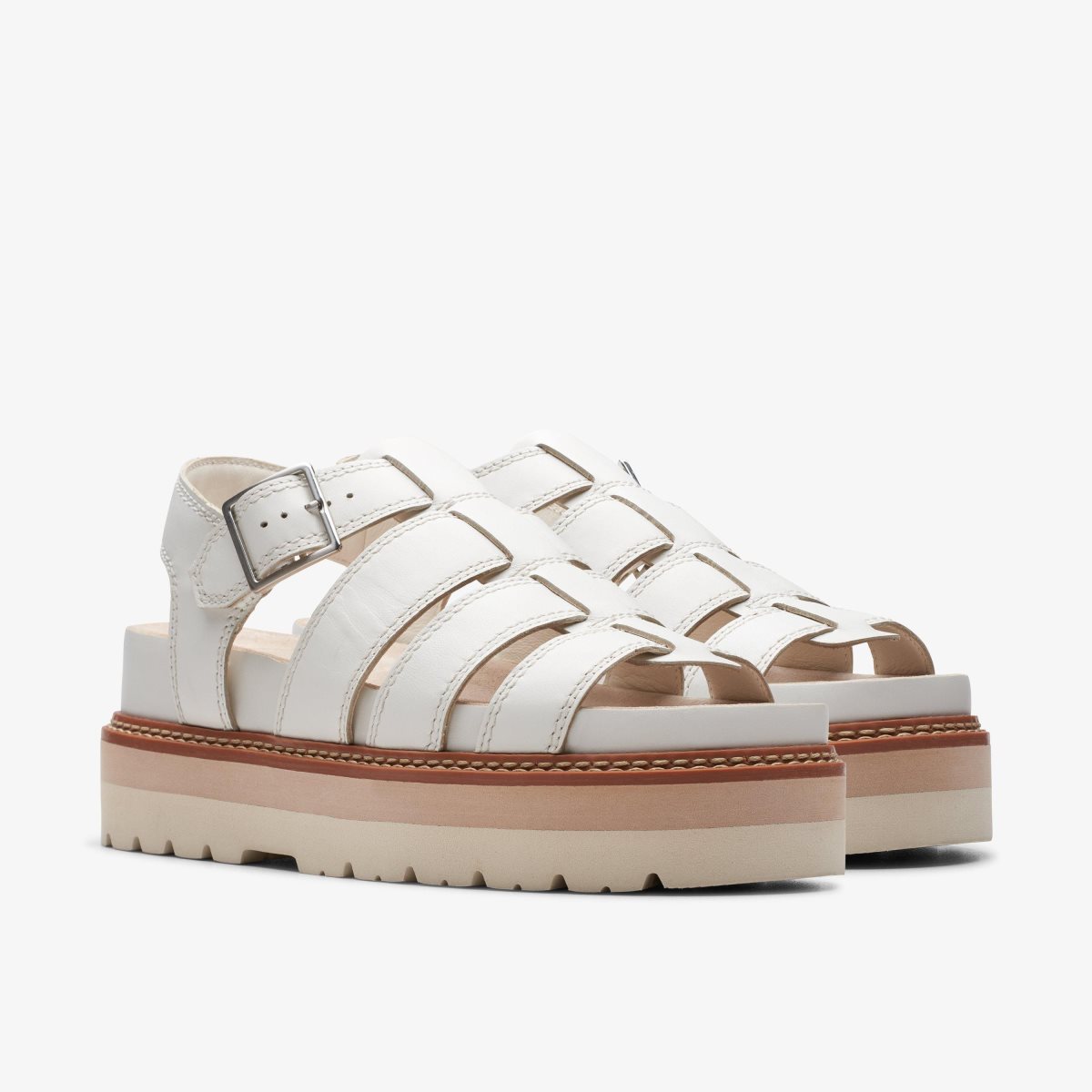 Clarks Orianna Twist Off White Leather White | RBAGC5243