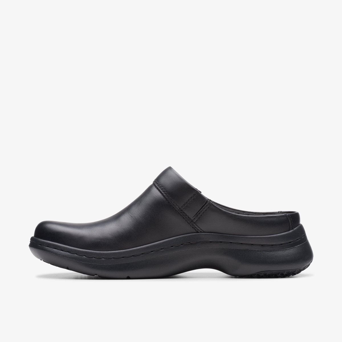 Clarks Pro Clog Black Leather Black | UHQWX2034