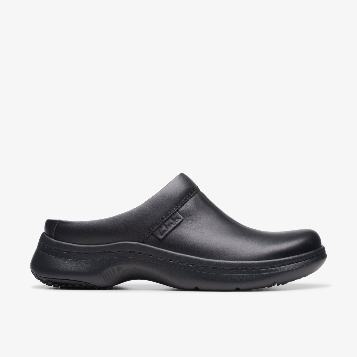 Clarks Pro Clog Black Leather Black | UHQWX2034