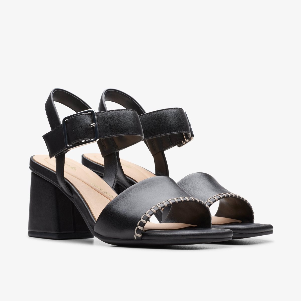 Clarks Siara 65 Buckle Black Leather Black | QFIAH7284