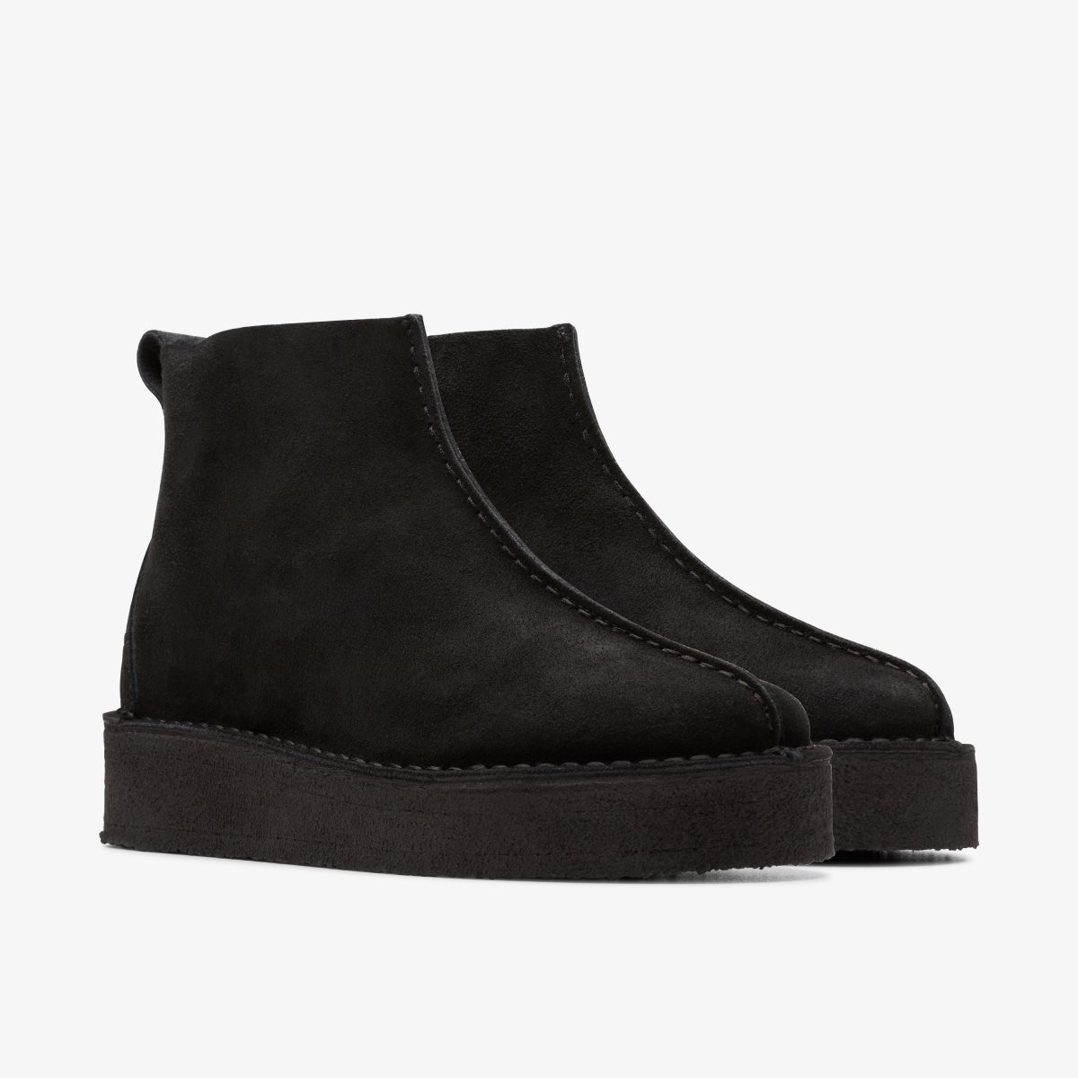 Clarks Trek Wedge Boot Black Suede Black | WFVLC0245