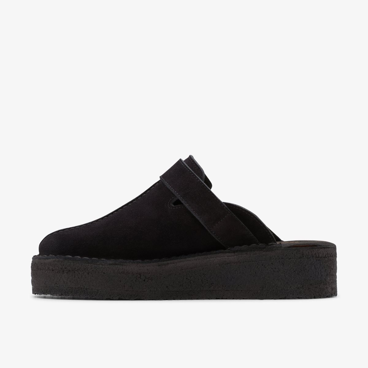 Clarks Trek Wedge Mule Black Suede Black | ACNRK3720