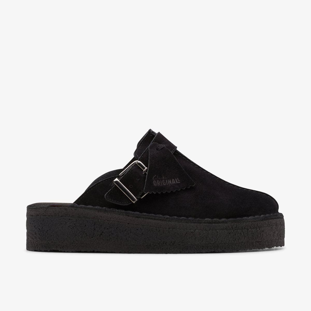 Clarks Trek Wedge Mule Black Suede Black | ACNRK3720