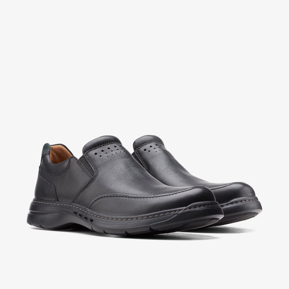 Clarks Un Brawley Step Black Leather Black | LDTAP2386