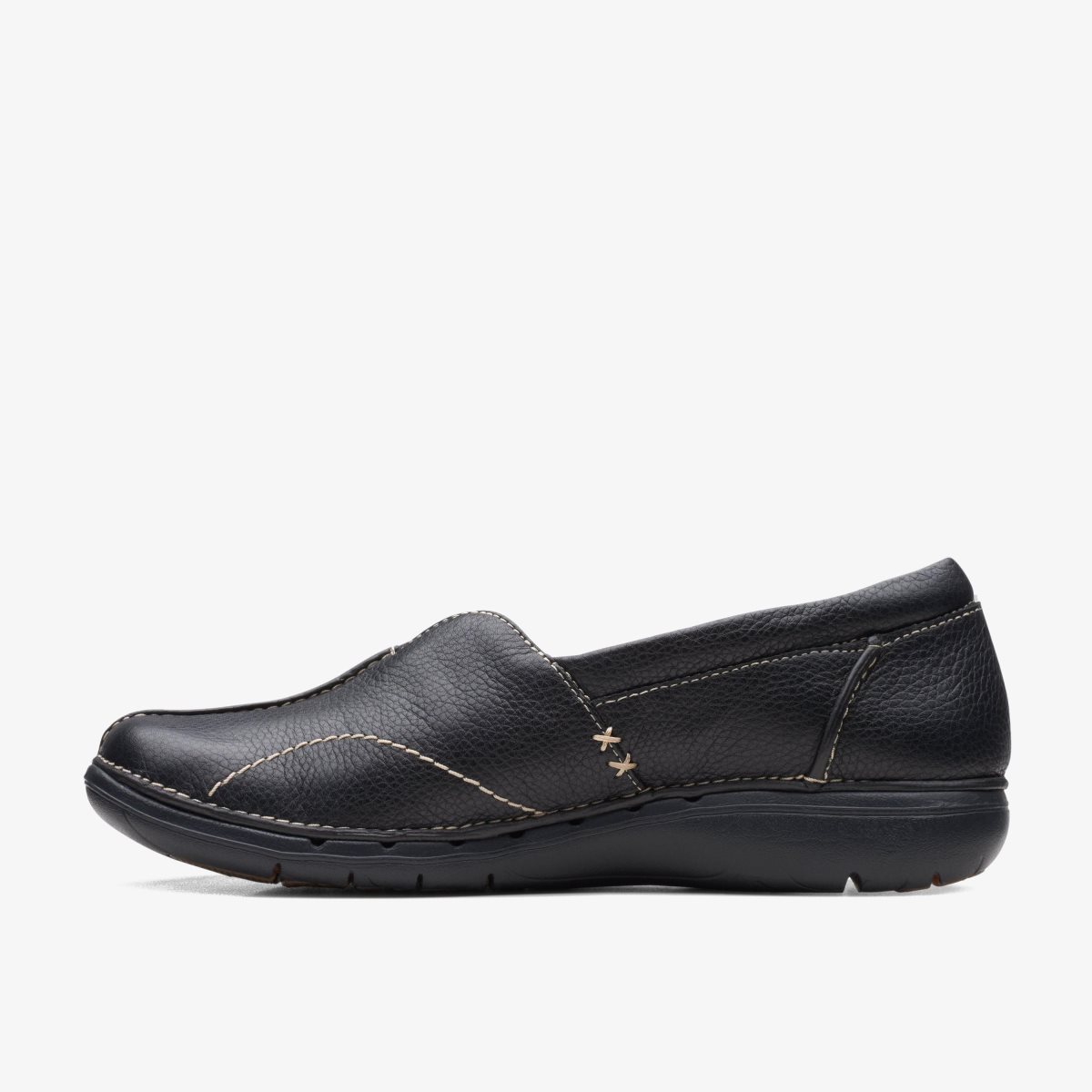 Clarks Un Loop Stride Black Leather Black | UAWYR2358