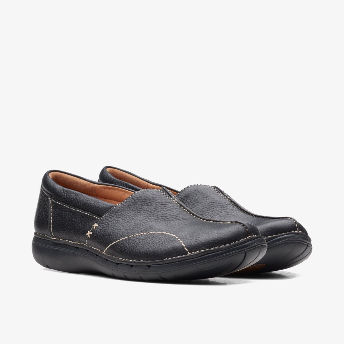 Clarks Un Loop Stride Black Leather Black | UAWYR2358