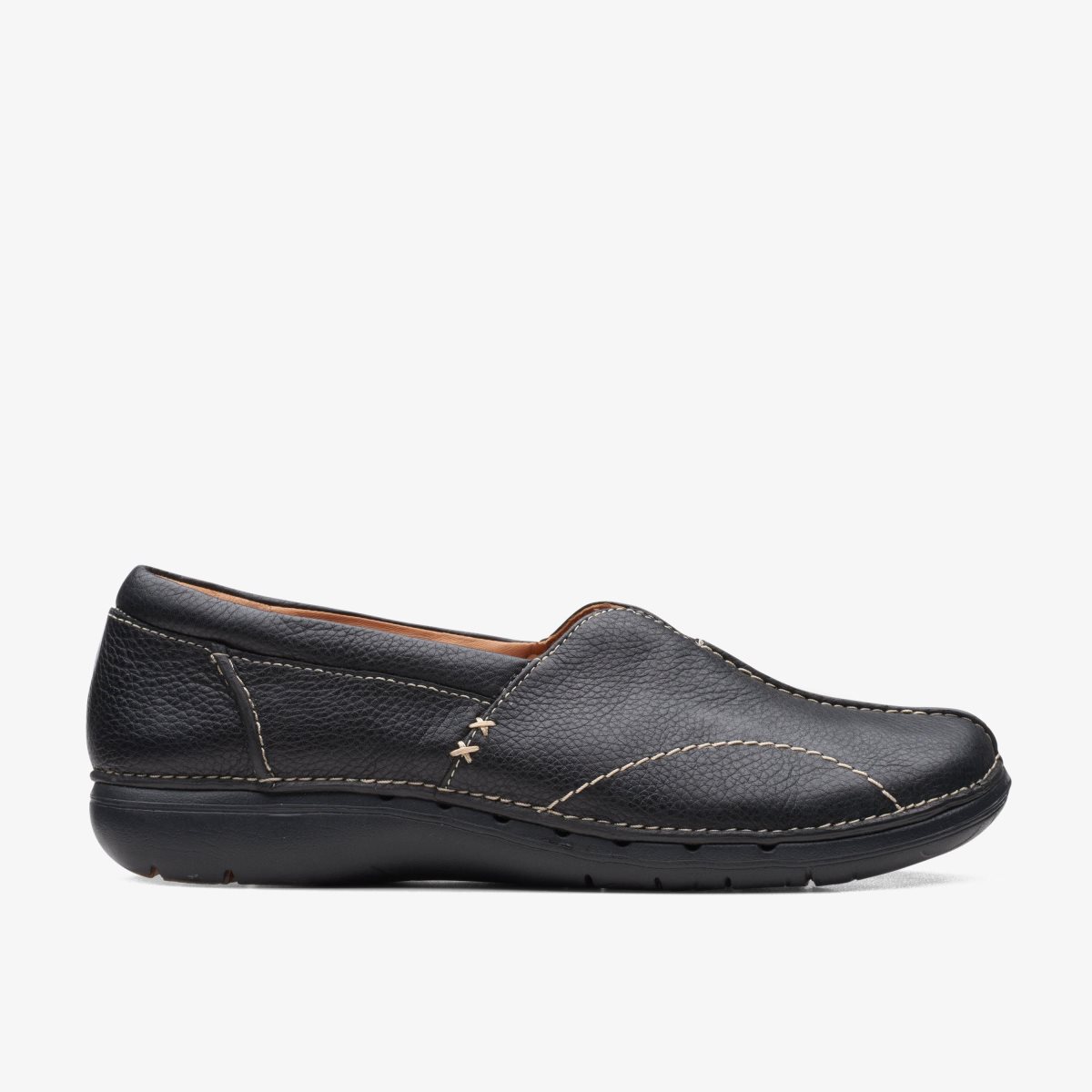 Clarks Un Loop Stride Black Leather Black | UAWYR2358