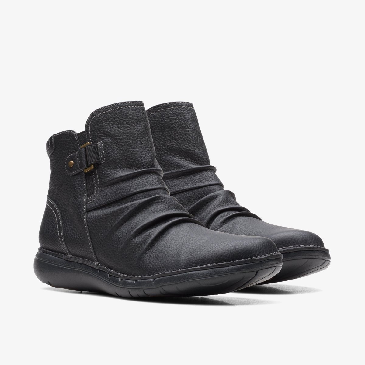 Clarks Un Loop Top Black Leather Black | LRIGQ7504