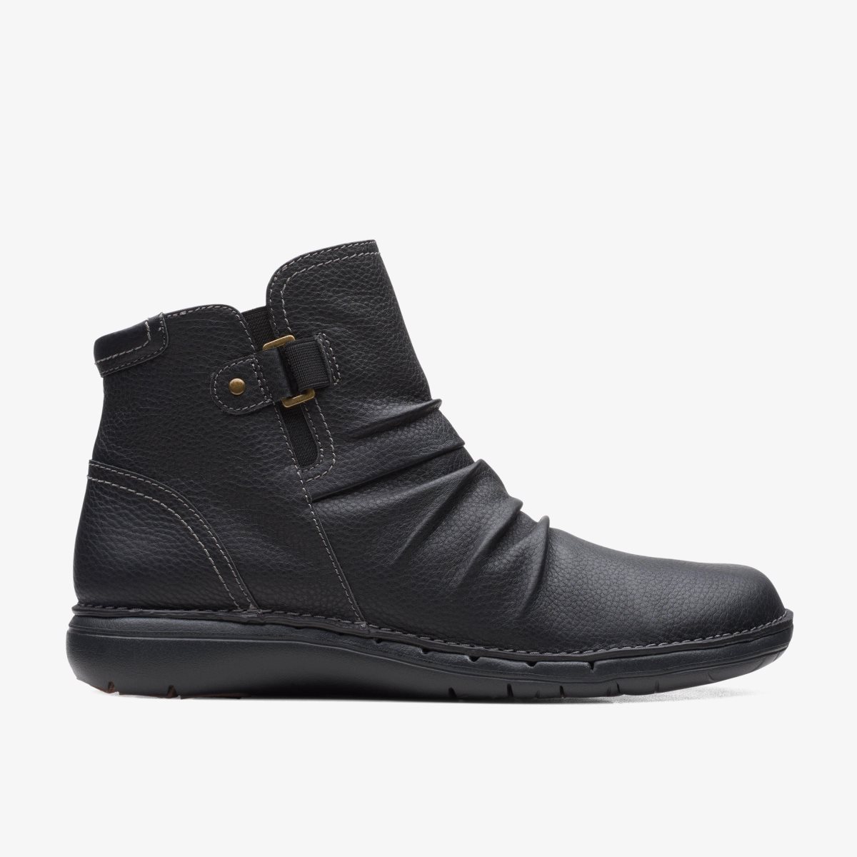 Clarks Un Loop Top Black Leather Black | LRIGQ7504