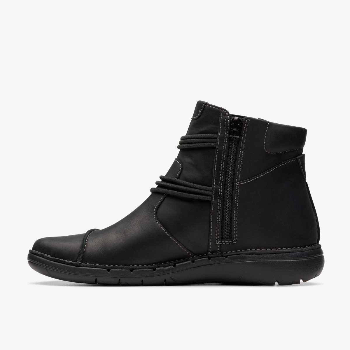 Clarks Un Loop Up Black Leather Black | GMCXQ6734