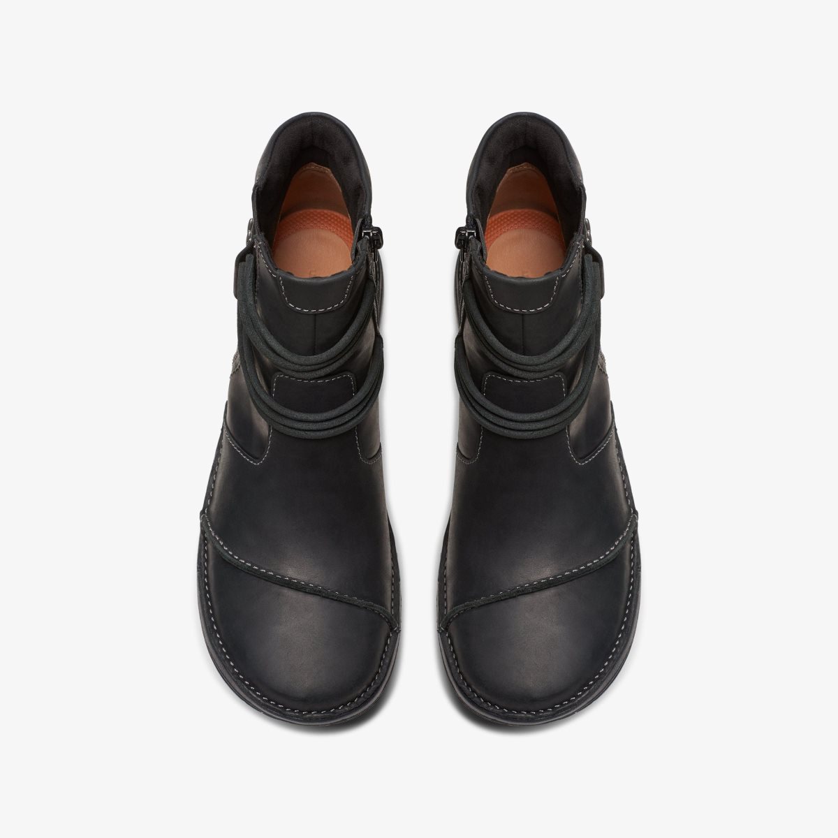 Clarks Un Loop Up Black Leather Black | GMCXQ6734