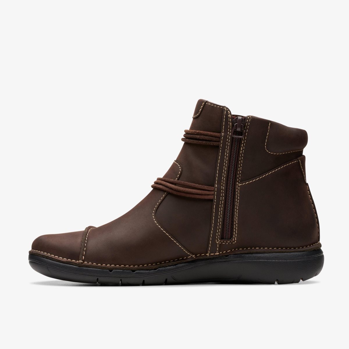 Clarks Un Loop Up Dark Brown Leather Dark Brown | HNYML3645