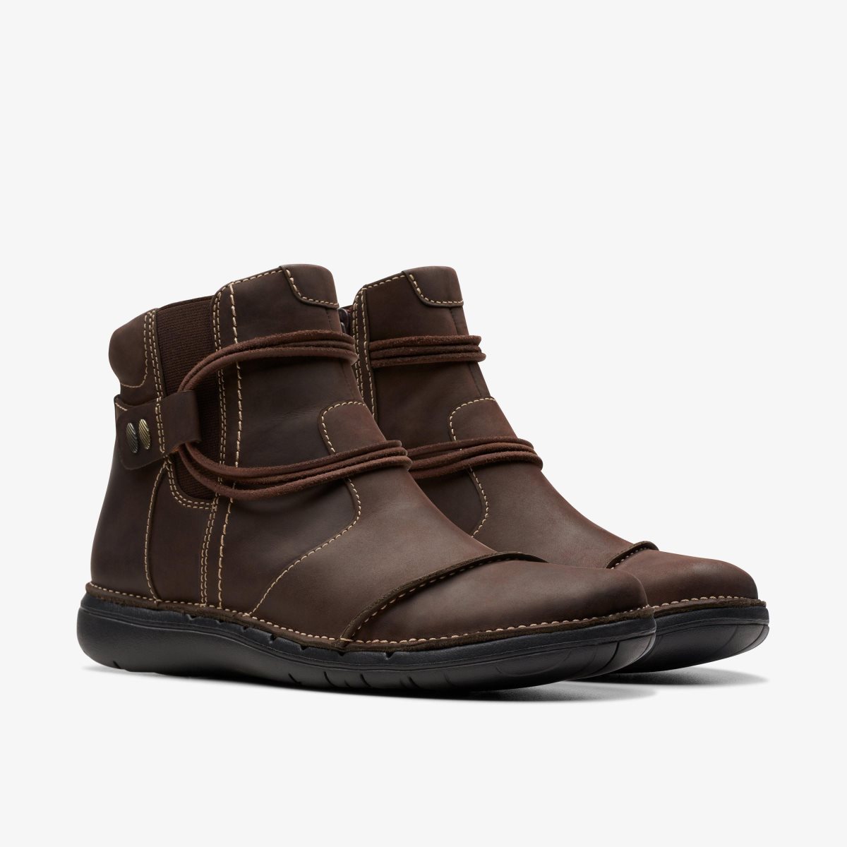 Clarks Un Loop Up Dark Brown Leather Dark Brown | HNYML3645