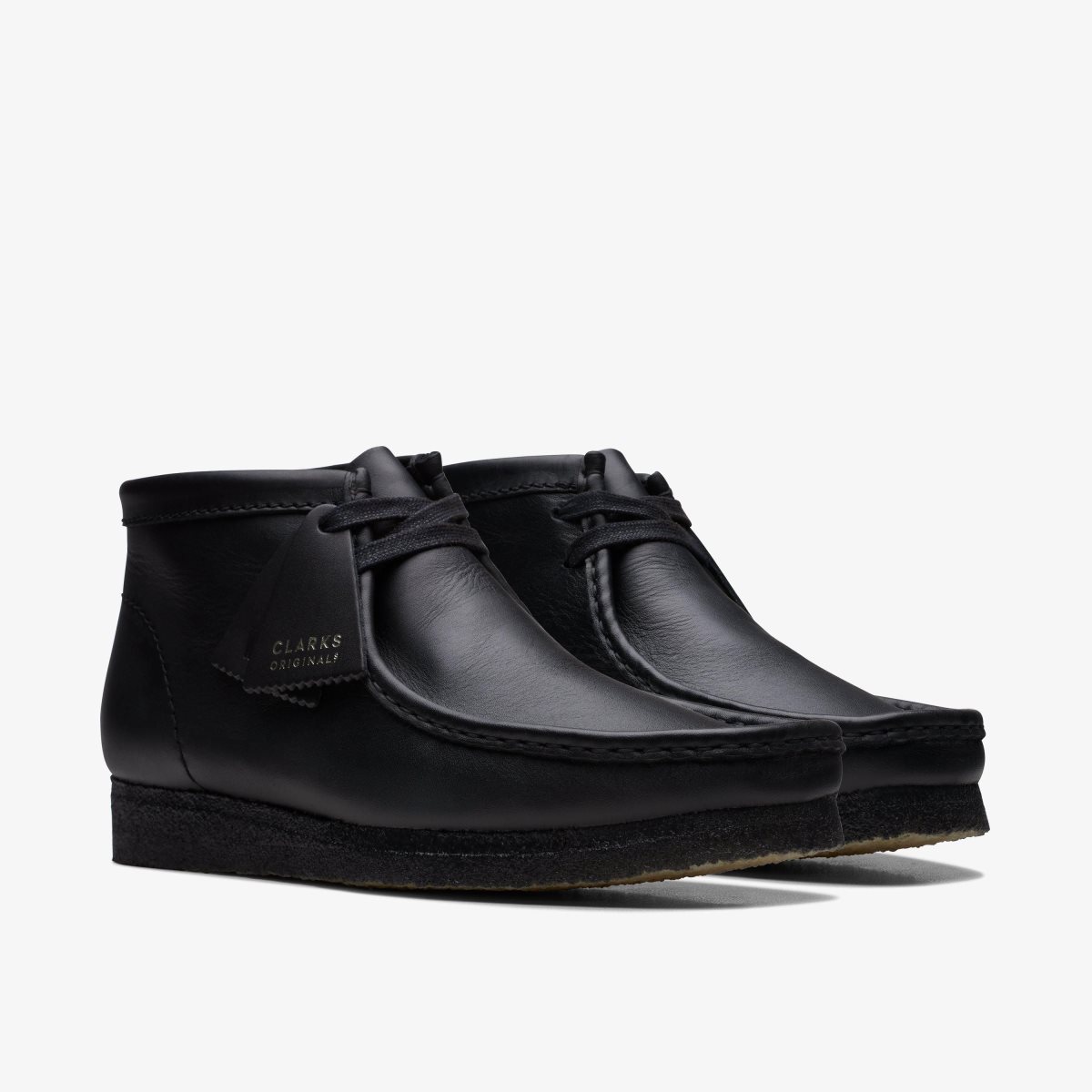 Clarks Wallabee Boot Black Leather Black | MHWTY7016