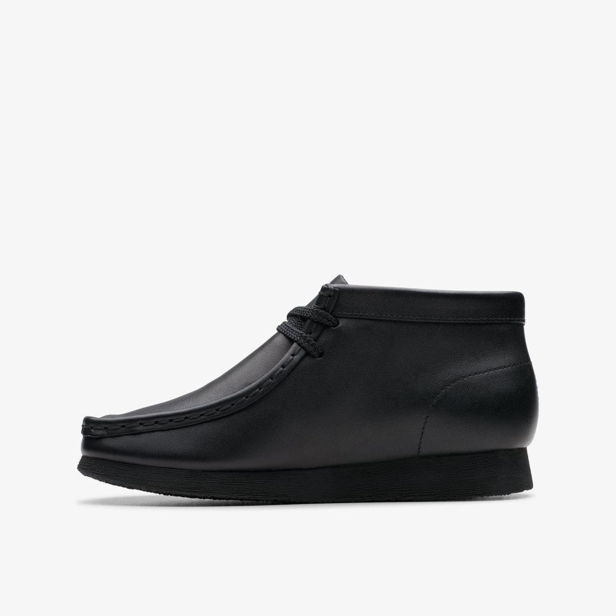 Clarks Wallabee Boot Older Black Leather Black | LZPQC9624