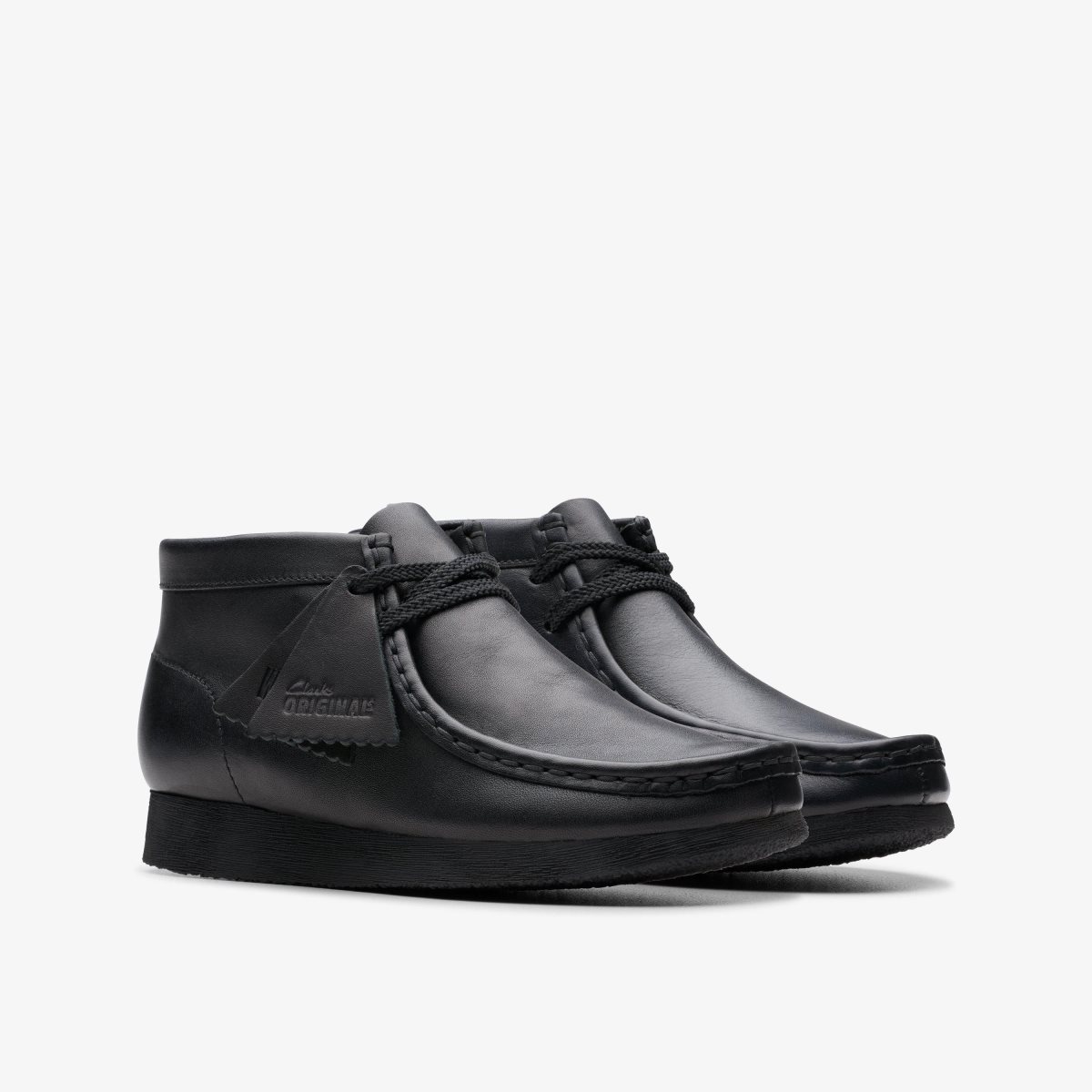 Clarks Wallabee Boot Older Black Leather Black | LZPQC9624