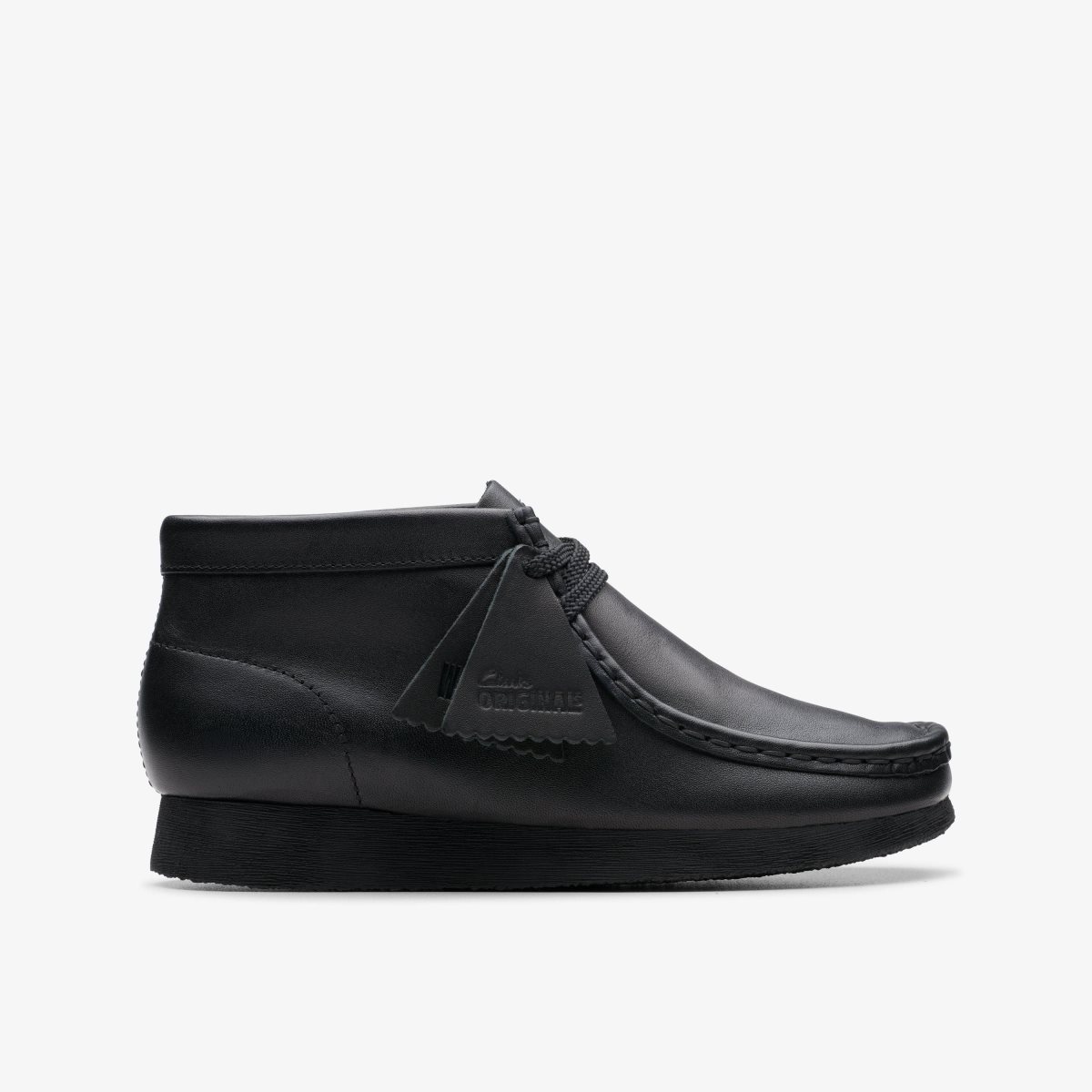 Clarks Wallabee Boot Older Black Leather Black | LZPQC9624