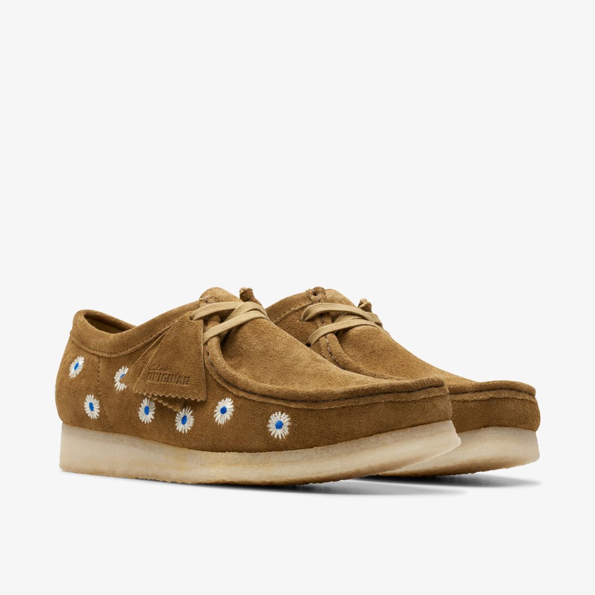 Clarks Wallabee Dark Olive Embroidery Dark Olive | ETCQJ9438